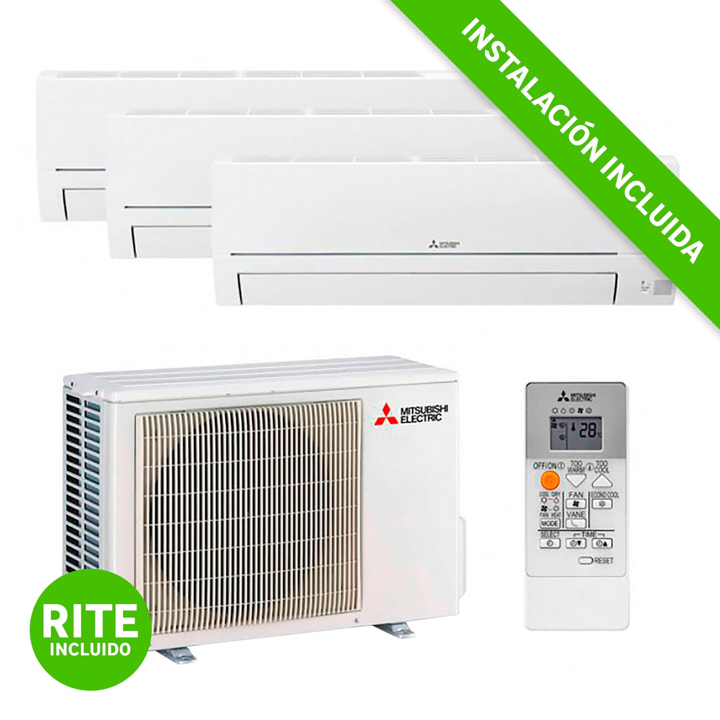 Mitsubishi SMART MSZ HR 9000+9000+12000 frigorias + Wifi